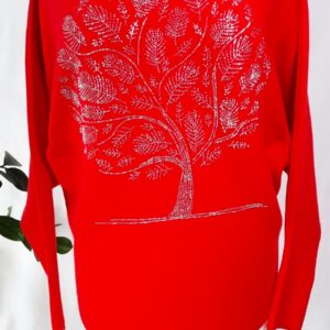 Sweterek "Cekinowe dzewo" - Czerwony