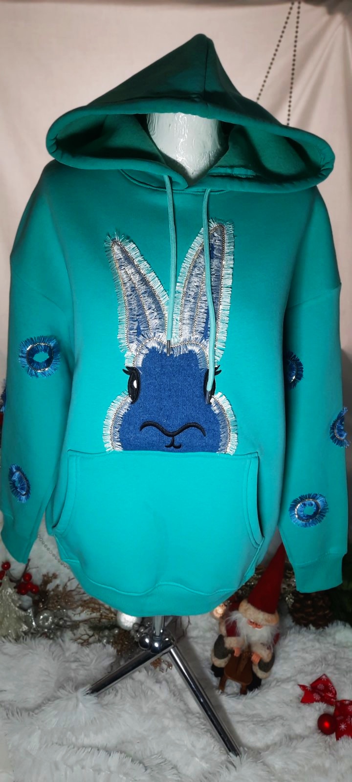 Bluza "Dzins" - turkusowa z królikiem