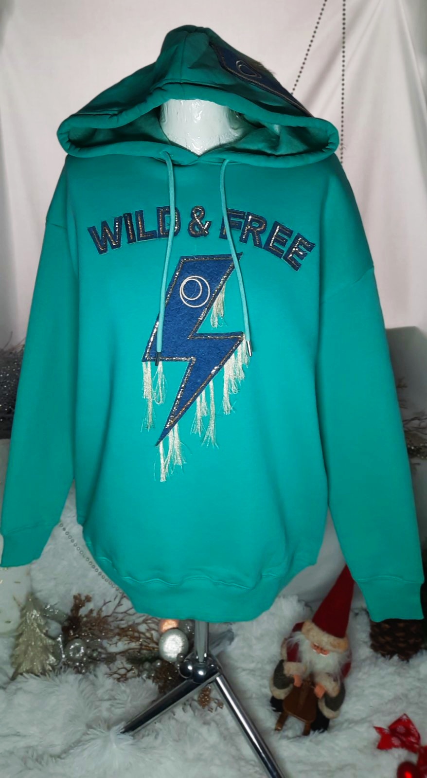 Bluza "Dzins" - turkusowa z błyskawicą